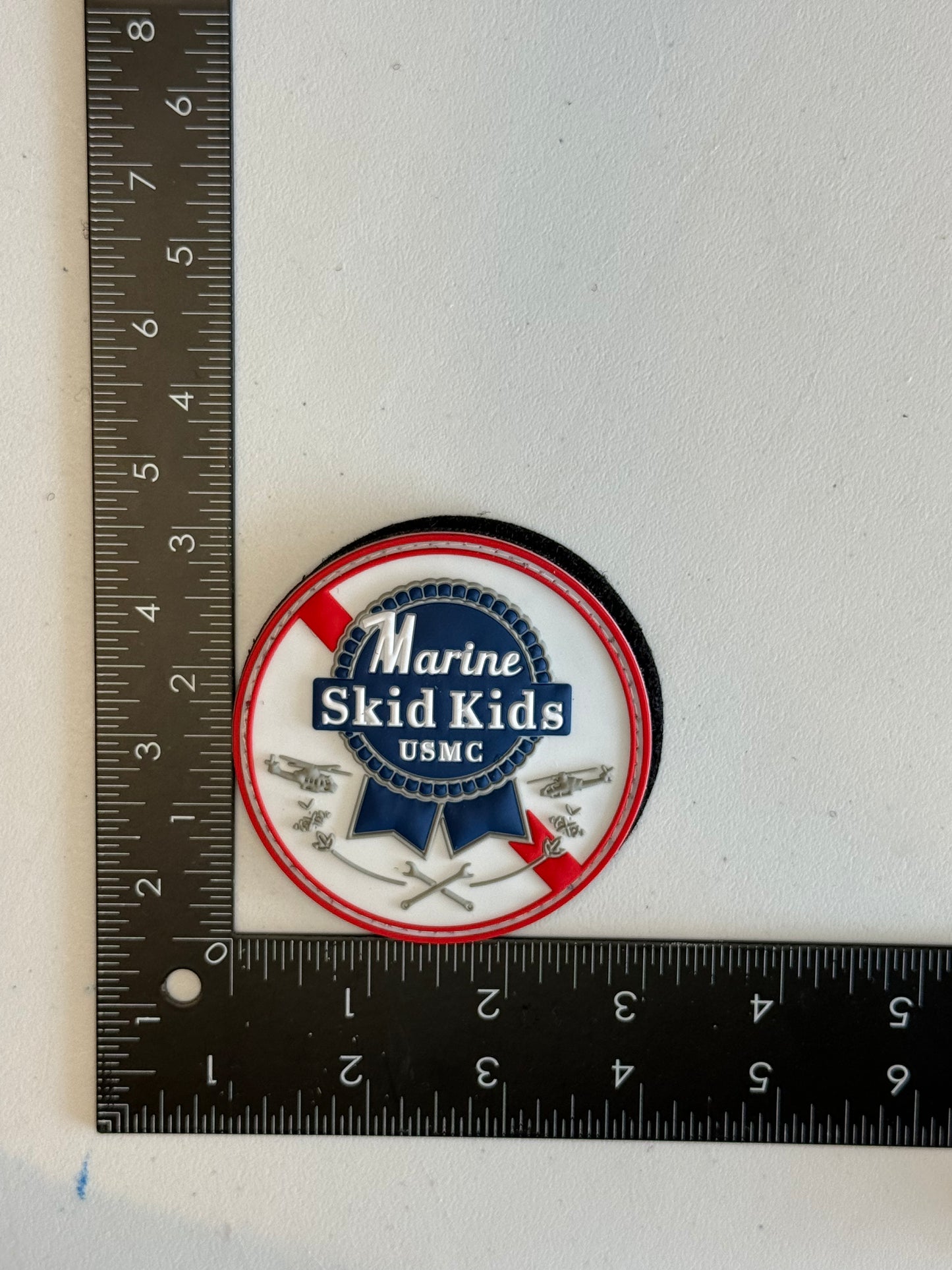 Marine Skid Kids Blue Ribbon USMC PVC Patch