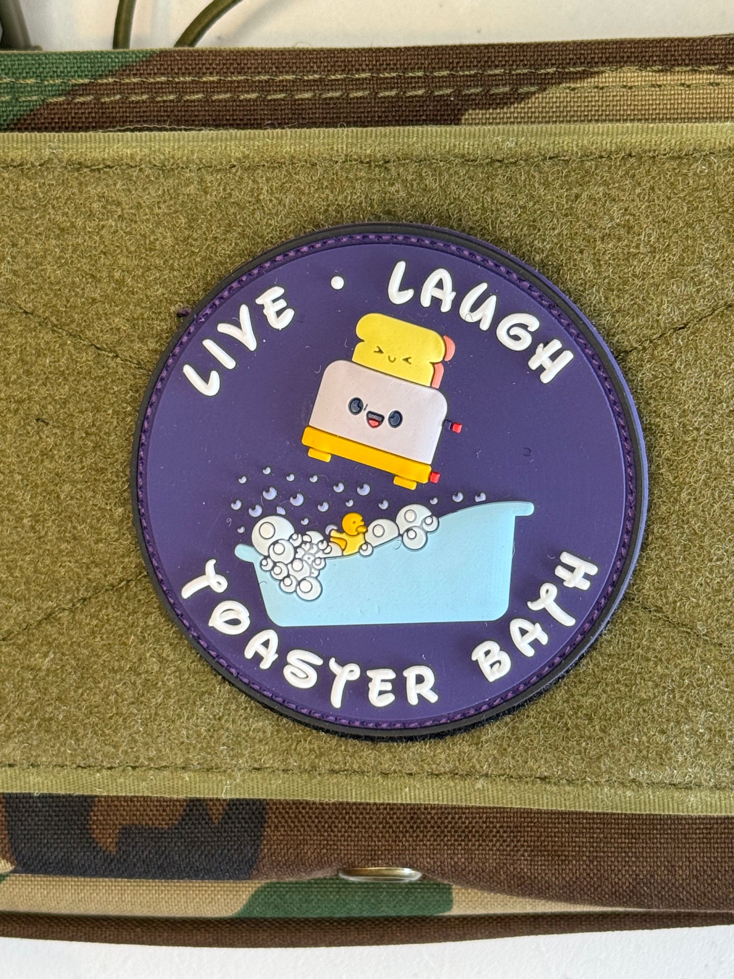 Live. Laugh. Toaster Bath. PVC Patch