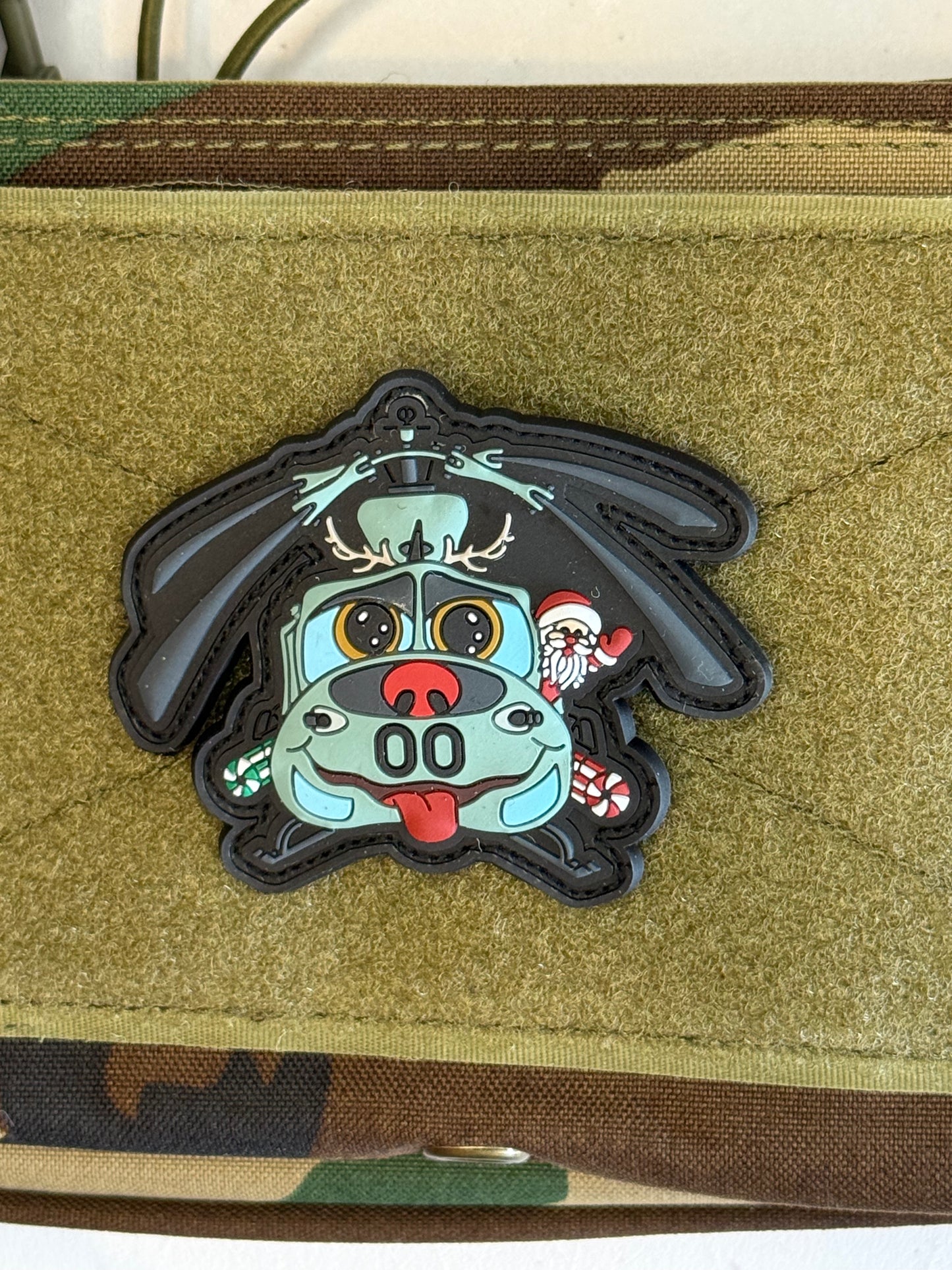 Christmas Helicopter PVC Patch